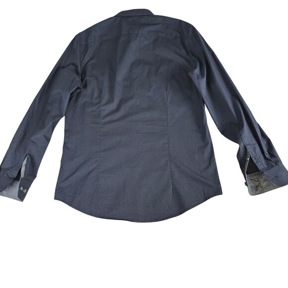 Kenneth Cole Reaction Mens Super Slim Fit Black Combo Dress Shirt Large Career - Picture 2 of 9